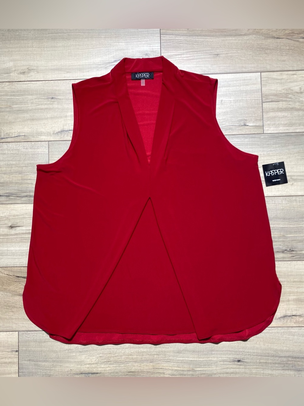Kasper Women’s Sleeveless V-Neck Tunic Top Size 3X Fire Red